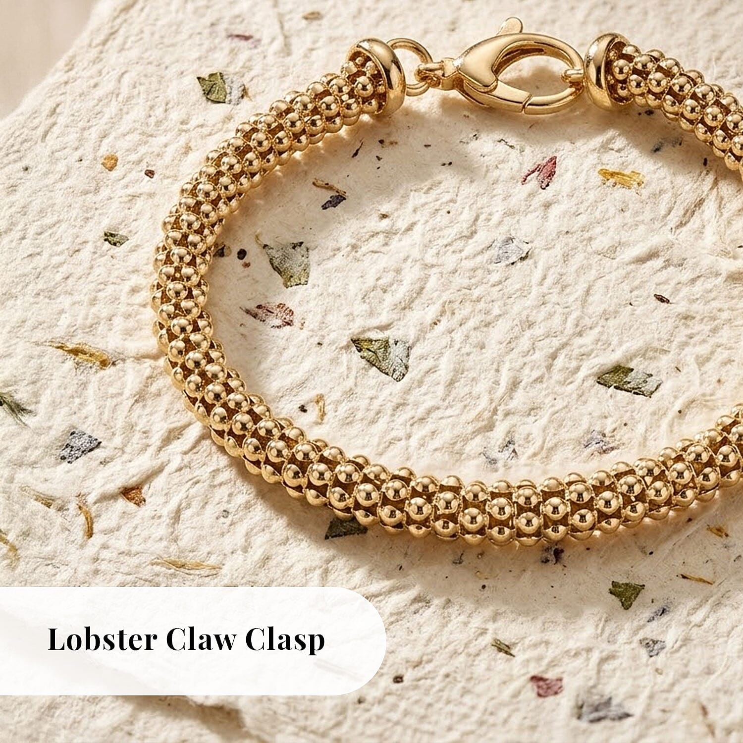 La Bella Italian Popcorn Chain Bracelet in 14K Yellow Gold Over Sterling Silver (8.00 In) 10.25 Grams