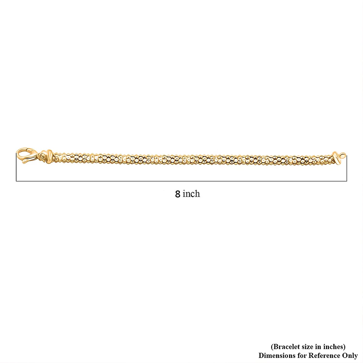 La Bella Italian Popcorn Chain Bracelet in 14K Yellow Gold Over Sterling Silver (8.00 In) 10.25 Grams