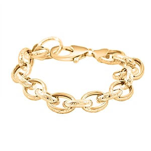 La Bella Italian Fancy Rolo Flower Chain Bracelet in 14K Yellow Gold Over Sterling Silver (7.50 In) 10.5 Grams