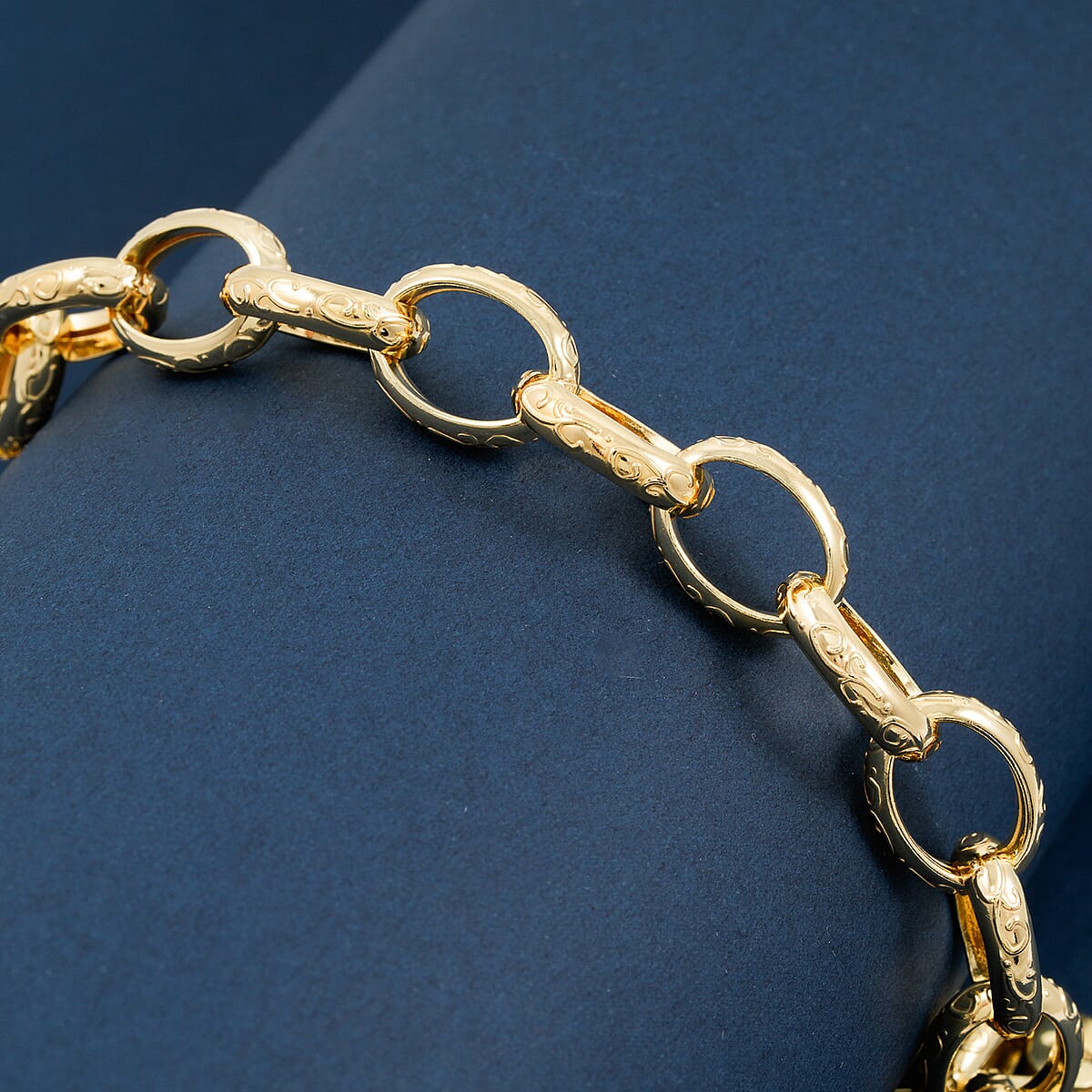 La Bella Italian Fancy Rolo Flower Chain Bracelet in 14K Yellow Gold Over Sterling Silver (7.50 In) 10.5 Grams image number 1