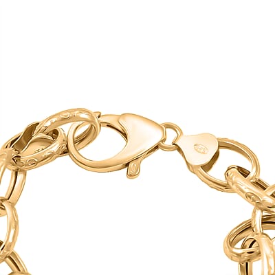 La Bella Italian Fancy Rolo Flower Chain Bracelet in 14K Yellow Gold Over Sterling Silver (7.50 In) 10.5 Grams