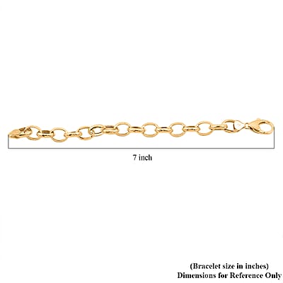 La Bella Italian Fancy Rolo Flower Chain Bracelet in 14K Yellow Gold Over Sterling Silver (7.50 In) 10.5 Grams