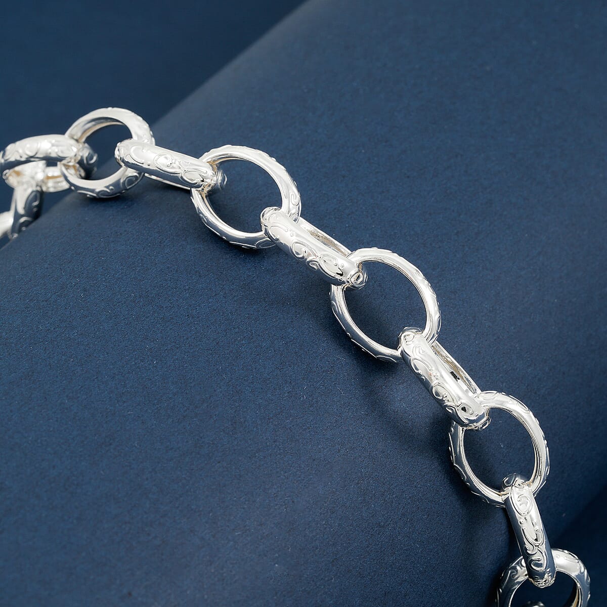 La Bella Italian Fancy Rolo Flower Chain Bracelet in Sterling Silver (7.50 In) 10.5 Grams image number 1