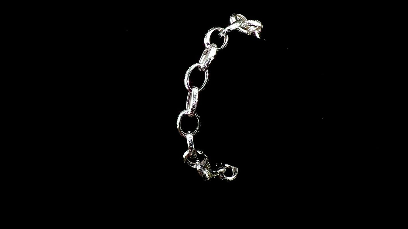 Italian 14K YG Over Sterling Silver Fancy Rolo Flower Chain Bracelet (7.50 In) (10.5 g)
