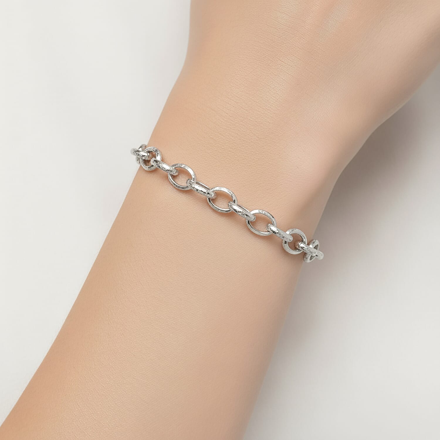La Bella Italian Fancy Rolo Flower Chain Bracelet in Sterling Silver (7.50 In) 10.5 Grams