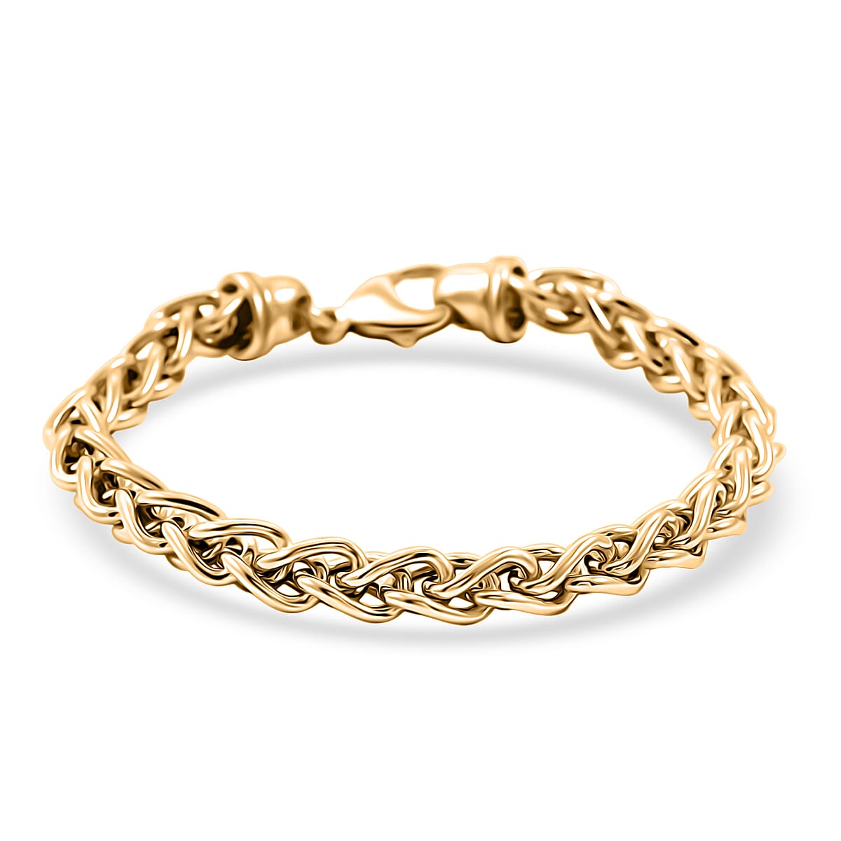 La Bella Italian Wheat Chain Bracelet in 14K Yellow Gold Over Sterling Silver (8.00 In) 14.75 Grams image number 0
