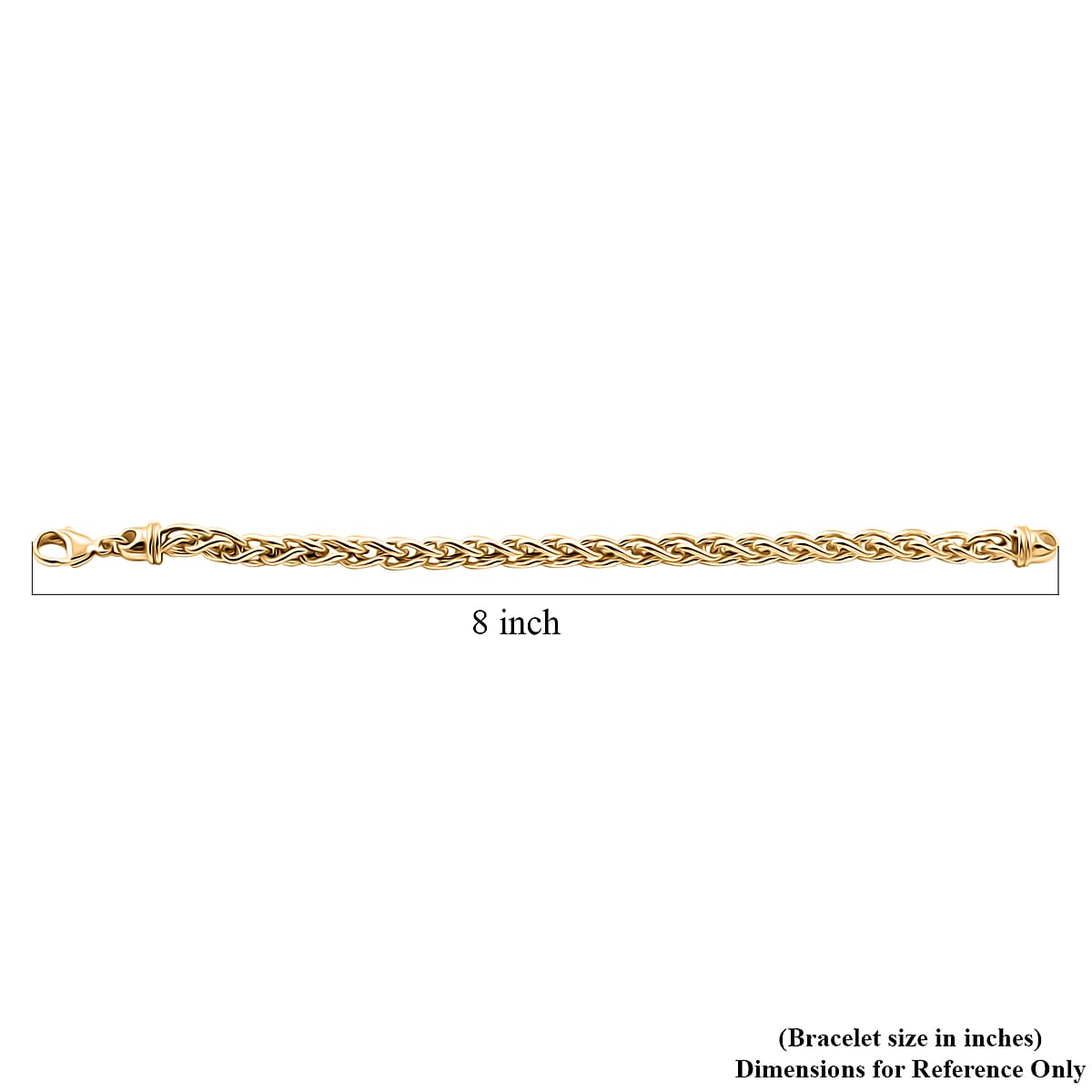 La Bella Italian Wheat Chain Bracelet in 14K Yellow Gold Over Sterling Silver (8.00 In) 14.75 Grams image number 4