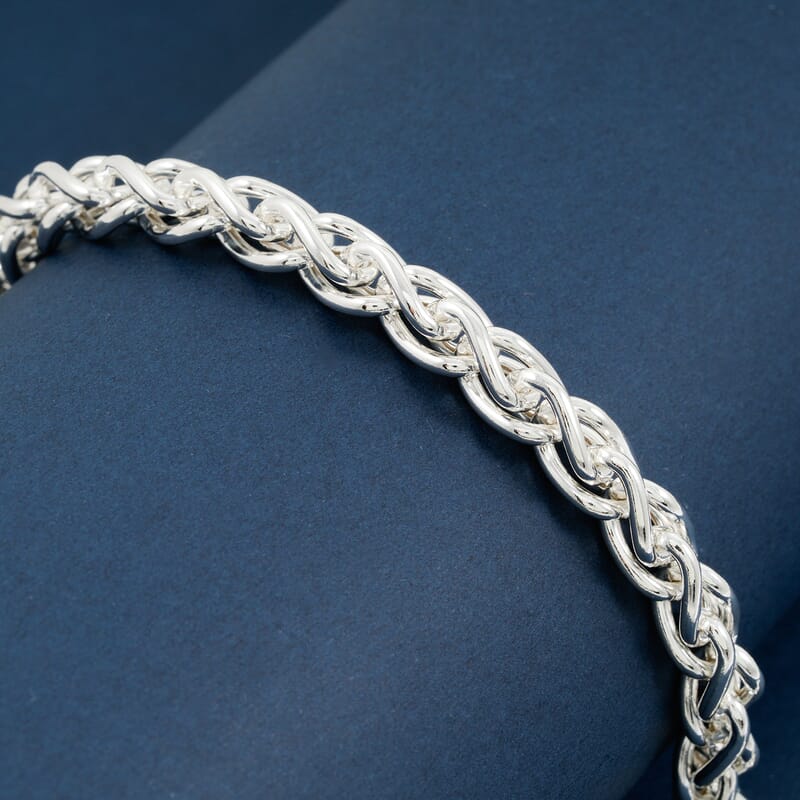 La Bella Italian Wheat Chain Bracelet in Sterling Silver (8-9In) 14.75 Grams