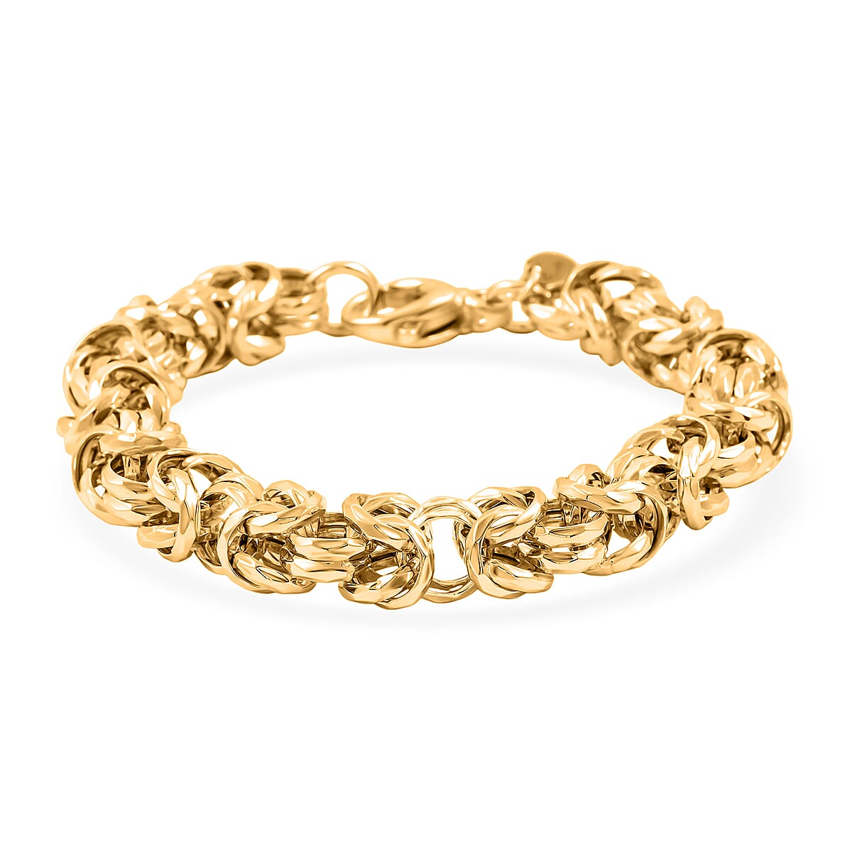 La Bella Italian Fancy Byzantine Chain Bracelet in 14K Yellow Gold Over Sterling Silver (8.00 In) 20.25 Grams image number 0