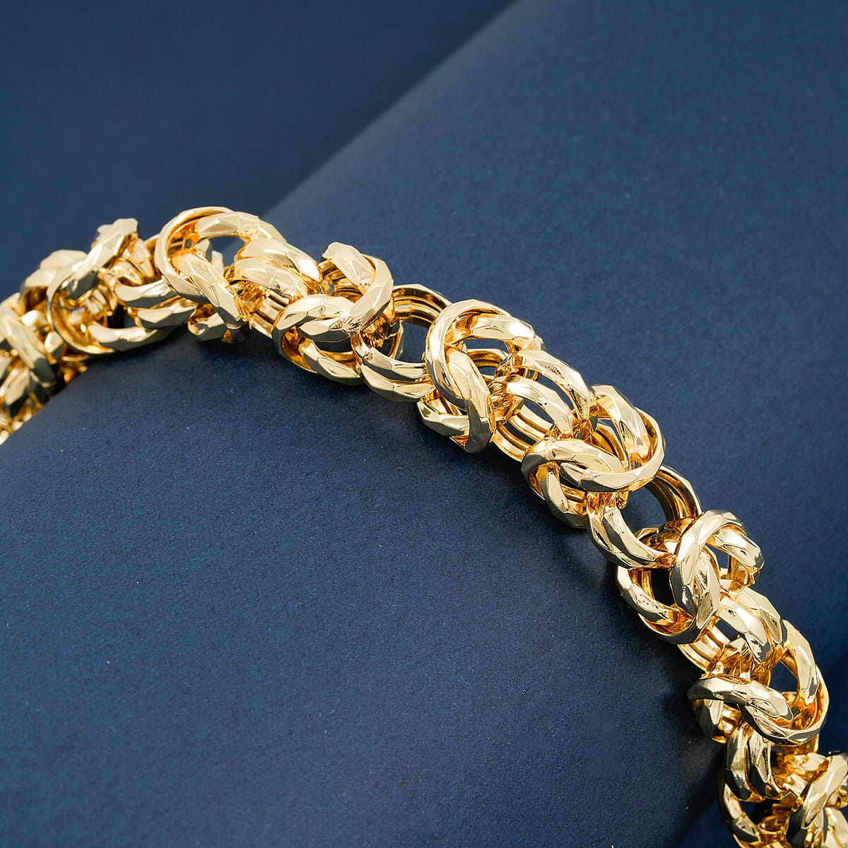 La Bella Italian Fancy Byzantine Chain Bracelet in 14K Yellow Gold Over Sterling Silver (8.00 In) 20.25 Grams image number 1