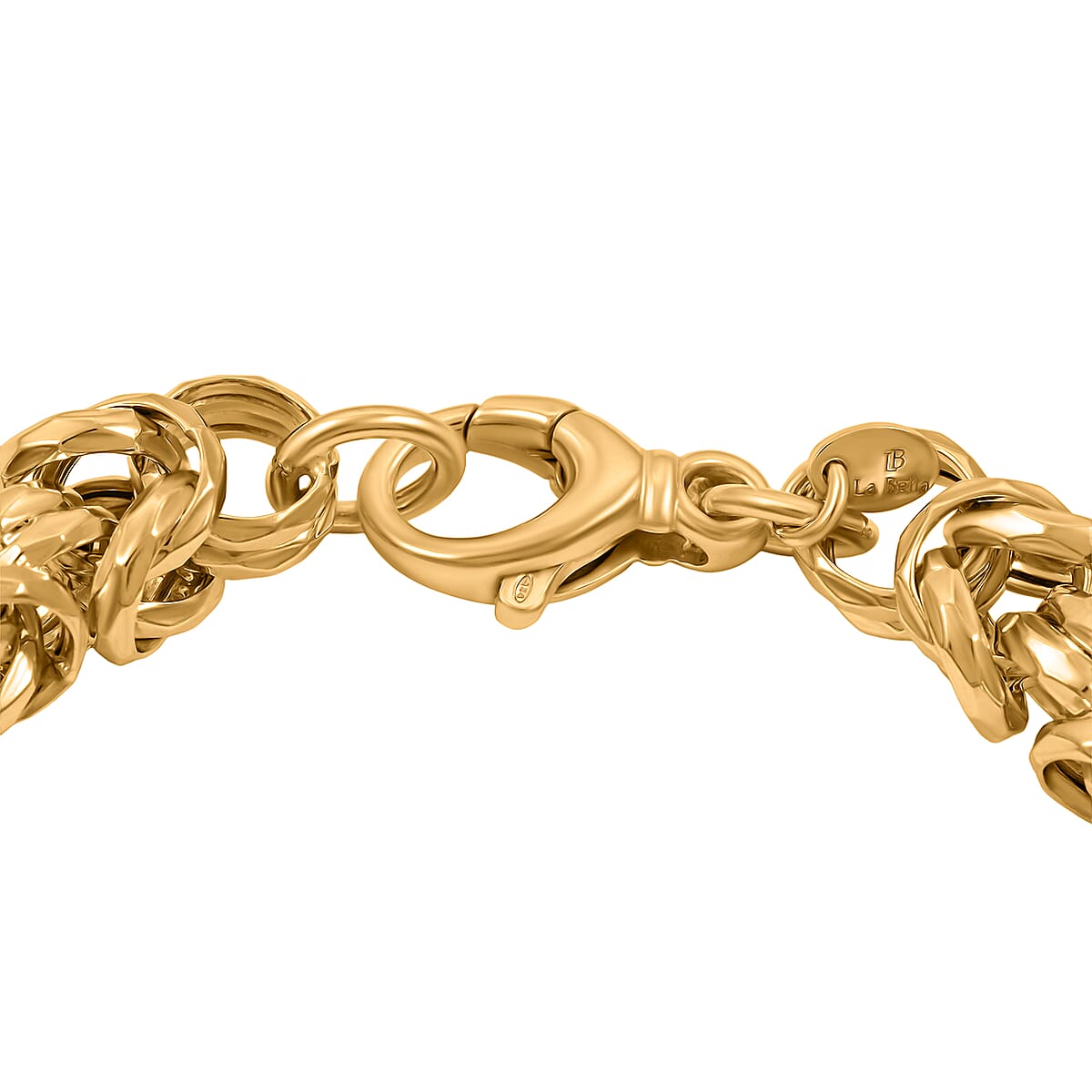 La Bella Italian Fancy Byzantine Chain Bracelet in 14K Yellow Gold Over Sterling Silver (8.00 In) 20.25 Grams image number 3