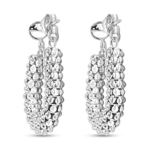 La Bella Italian Sterling Silver Pop Corn Chain Hoop Earrings 6.35 Grams