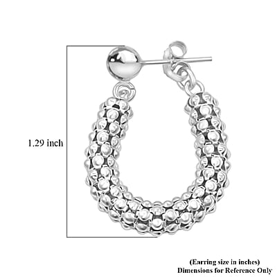 La Bella Italian Sterling Silver Pop Corn Chain Hoop Earrings 6.35 Grams