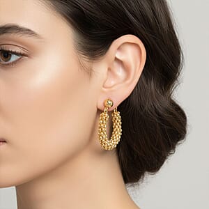 La Bella Italian 14K Yellow Gold Over Sterling Silver Pop Corn Chain Hoop Earrings 6.35 Grams