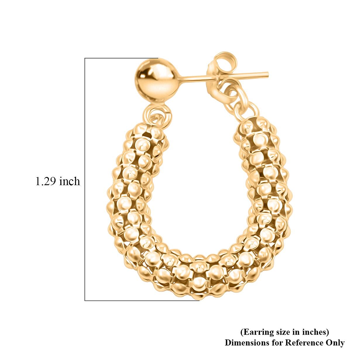 La Bella Italian 14K Yellow Gold Over Sterling Silver Pop Corn Chain Hoop Earrings 6.35 Grams image number 4