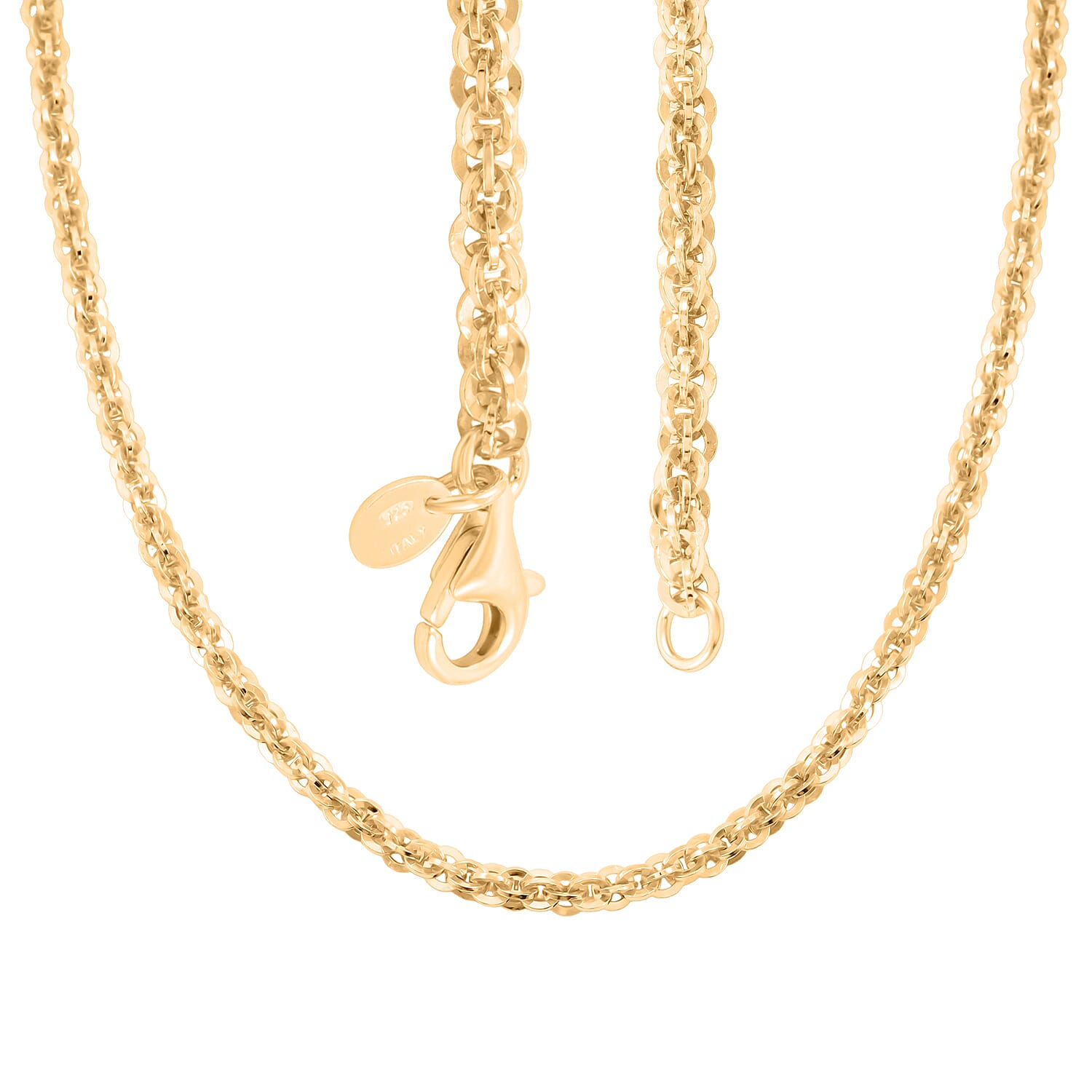 La Bella Italian Cristallino Chain Necklace in 14K Yellow Gold Over Sterling Silver 17.25 Grams 20 Inches