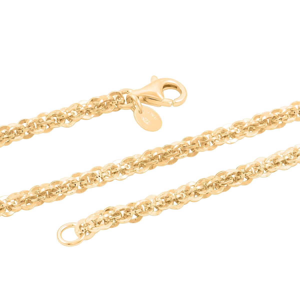 La Bella Italian Cristallino Chain Necklace in 14K Yellow Gold Over Sterling Silver 17.25 Grams 20 Inches image number 5