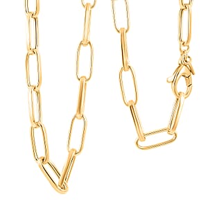 La Bella Italian Paper Clip Chain Necklace in 14K Yellow Gold Over Sterling Silver 18.2 Grams 20 Inches