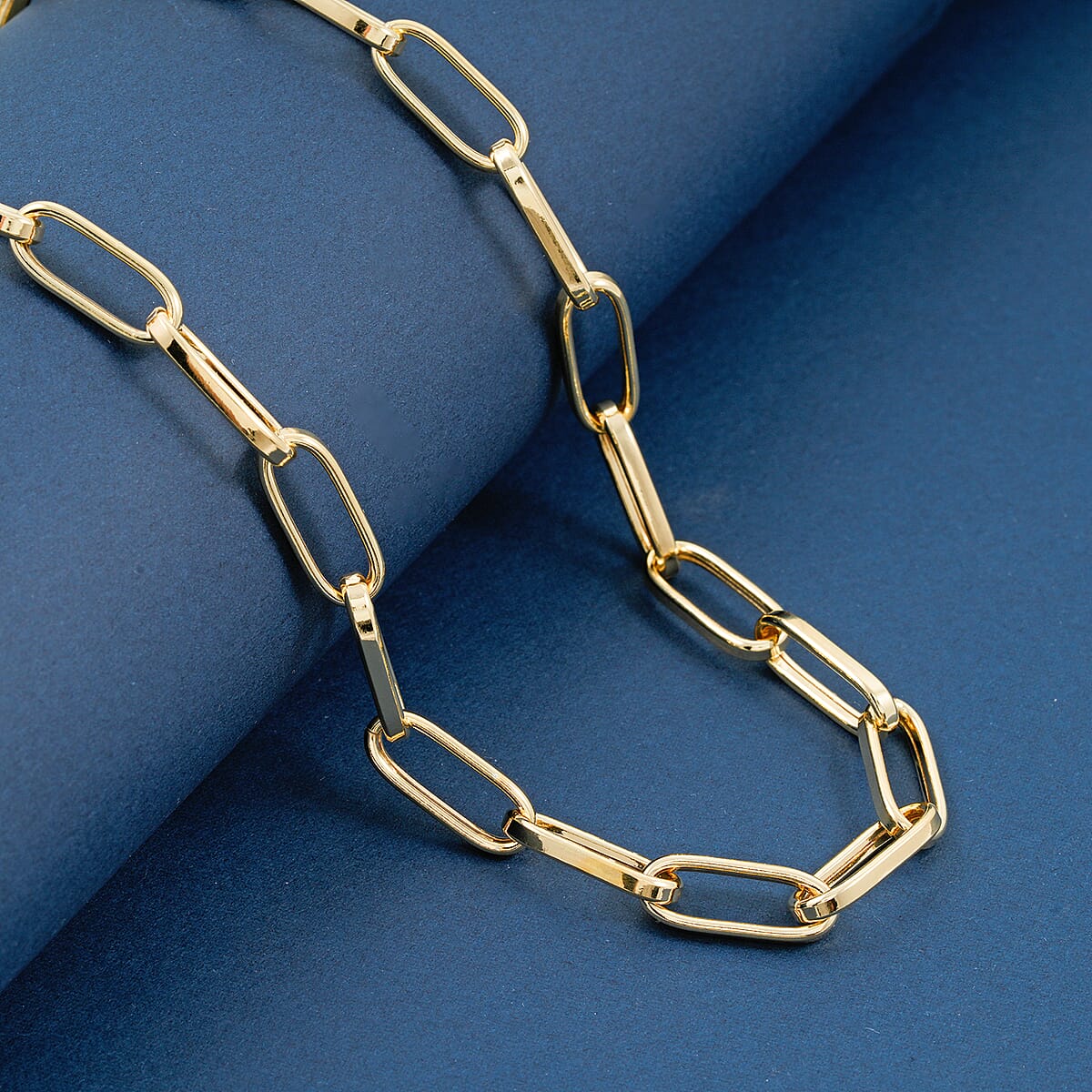 La Bella Italian Paper Clip Chain Necklace in 14K Yellow Gold Over Sterling Silver 18.2 Grams 20 Inches image number 1