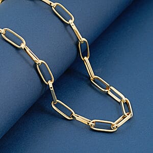 La Bella Italian Paper Clip Chain Necklace in 14K Yellow Gold Over Sterling Silver 18.2 Grams 20 Inches