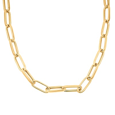 La Bella Italian Paper Clip Chain Necklace in 14K Yellow Gold Over Sterling Silver 18.2 Grams 20 Inches