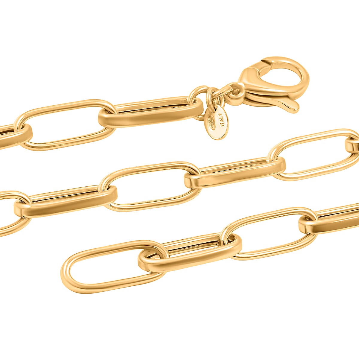 La Bella Italian Paper Clip Chain Necklace in 14K Yellow Gold Over Sterling Silver 18.2 Grams 20 Inches image number 5