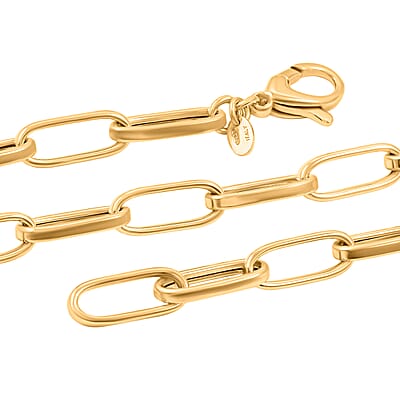 La Bella Italian Paper Clip Chain Necklace in 14K Yellow Gold Over Sterling Silver 18.2 Grams 20 Inches