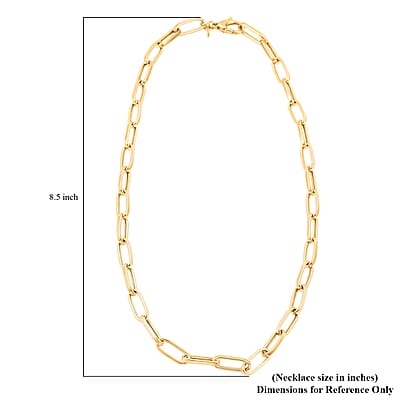 La Bella Italian Paper Clip Chain Necklace in 14K Yellow Gold Over Sterling Silver 18.2 Grams 20 Inches