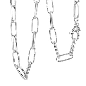 La Bella Italian Paper Clip Chain Necklace in Sterling Silver 18.2 Grams 20 Inches