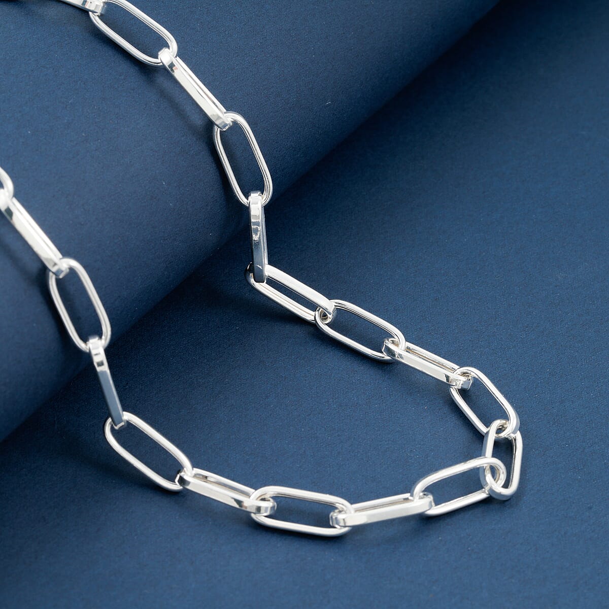 La Bella Italian Paper Clip Chain Necklace in Sterling Silver 18.2 Grams 20 Inches image number 1