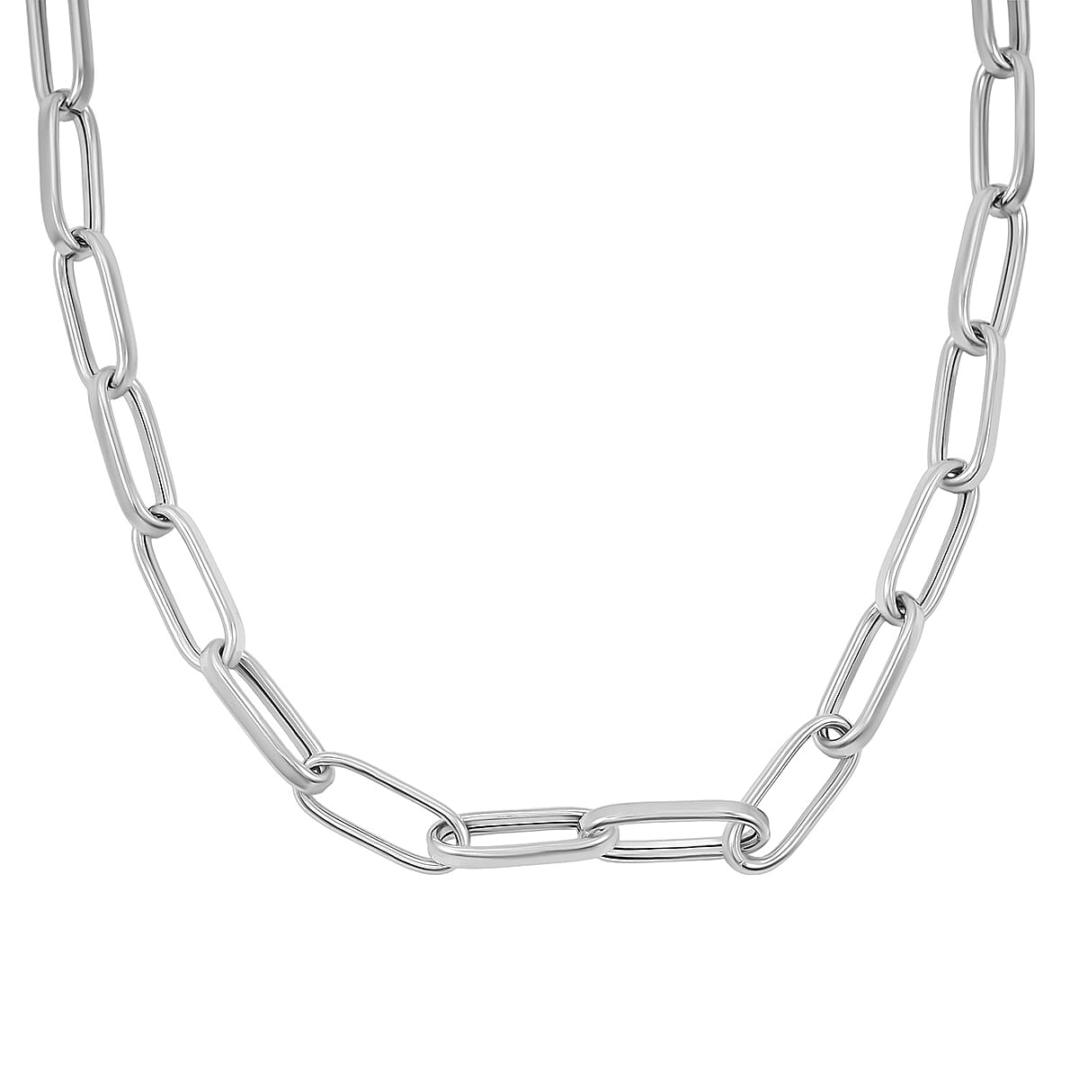 La Bella Italian Paper Clip Chain Necklace in Sterling Silver 18.2 Grams 20 Inches image number 3