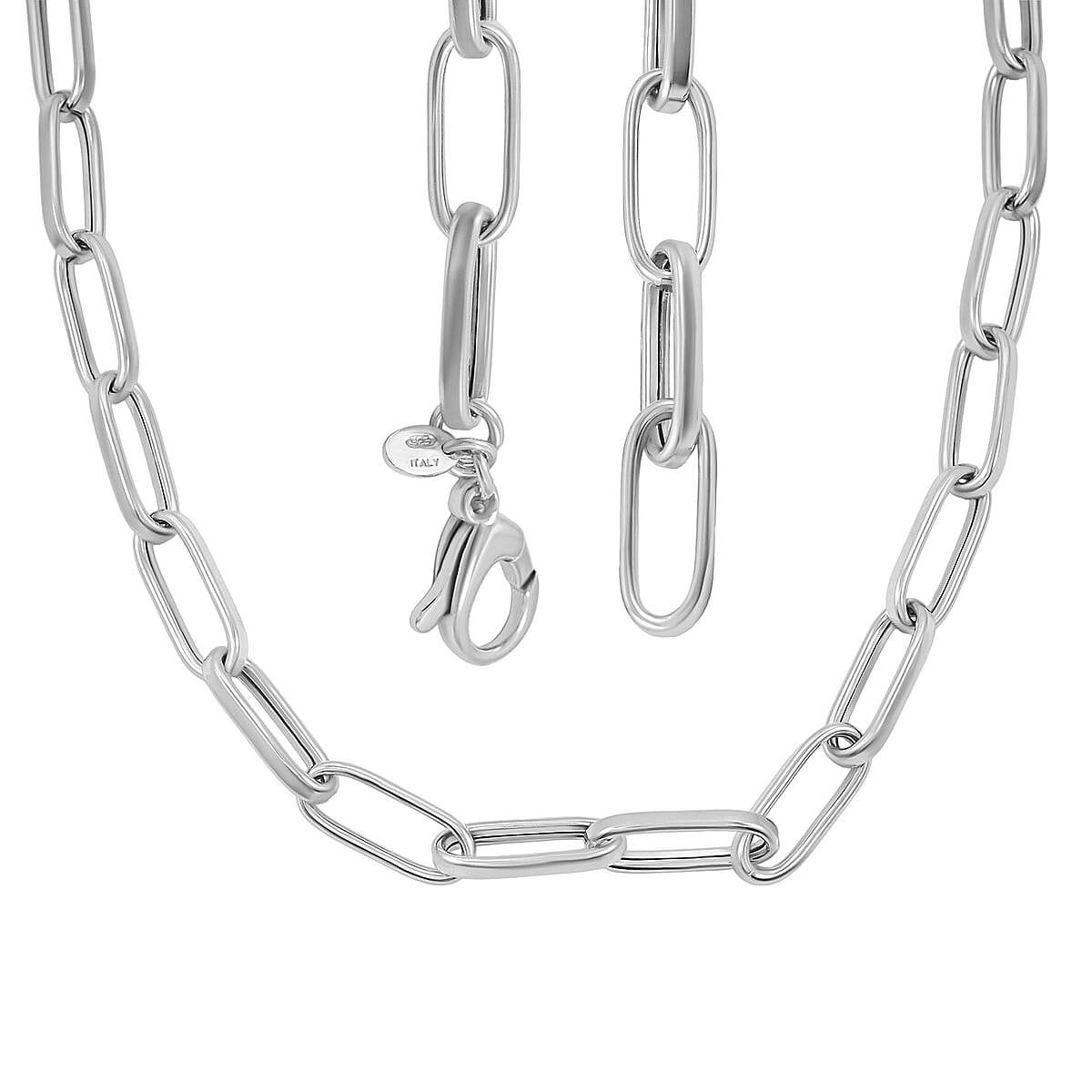 La Bella Italian Paper Clip Chain Necklace in Sterling Silver 18.2 Grams 20 Inches image number 4