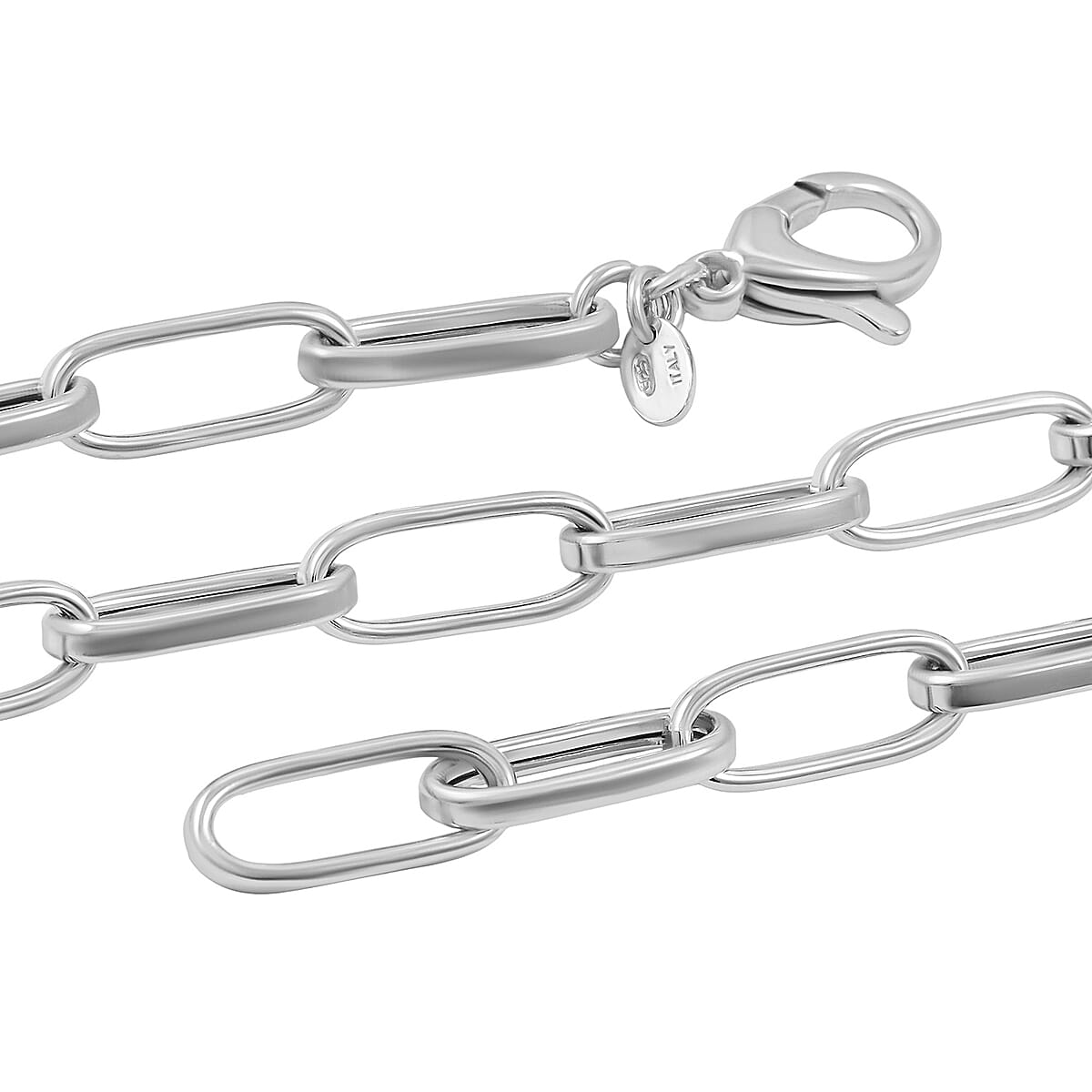 La Bella Italian Paper Clip Chain Necklace in Sterling Silver 18.2 Grams 20 Inches image number 5