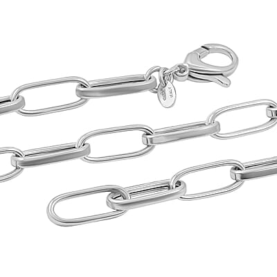 La Bella Italian Paper Clip Chain Necklace in Sterling Silver 18.2 Grams 20 Inches