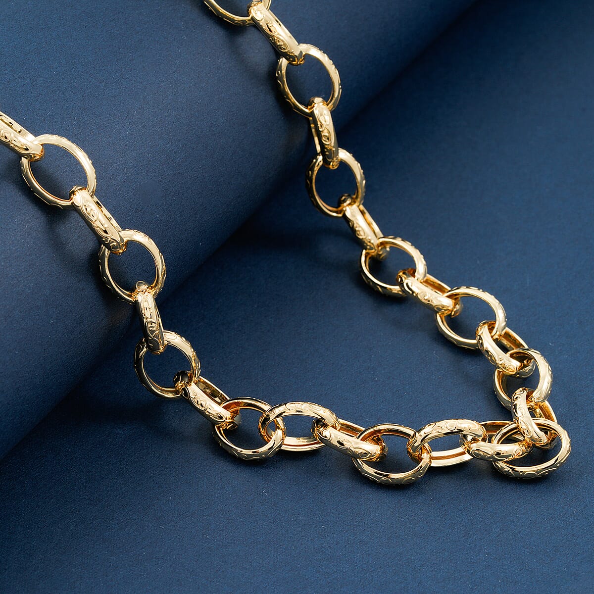 La Bella Italian Fancy Rolo Flower Chain Necklace in 14K Yellow Gold Over Sterling Silver 25.3 Grams 20 Inches image number 1