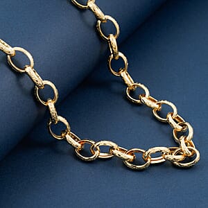 La Bella Italian Fancy Rolo Flower Chain Necklace in 14K Yellow Gold Over Sterling Silver 25.3 Grams 20 Inches