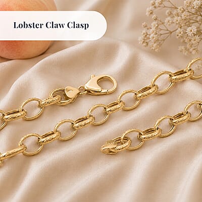La Bella Italian Fancy Rolo Flower Chain Necklace in 14K Yellow Gold Over Sterling Silver 25.3 Grams 20-22 Inches