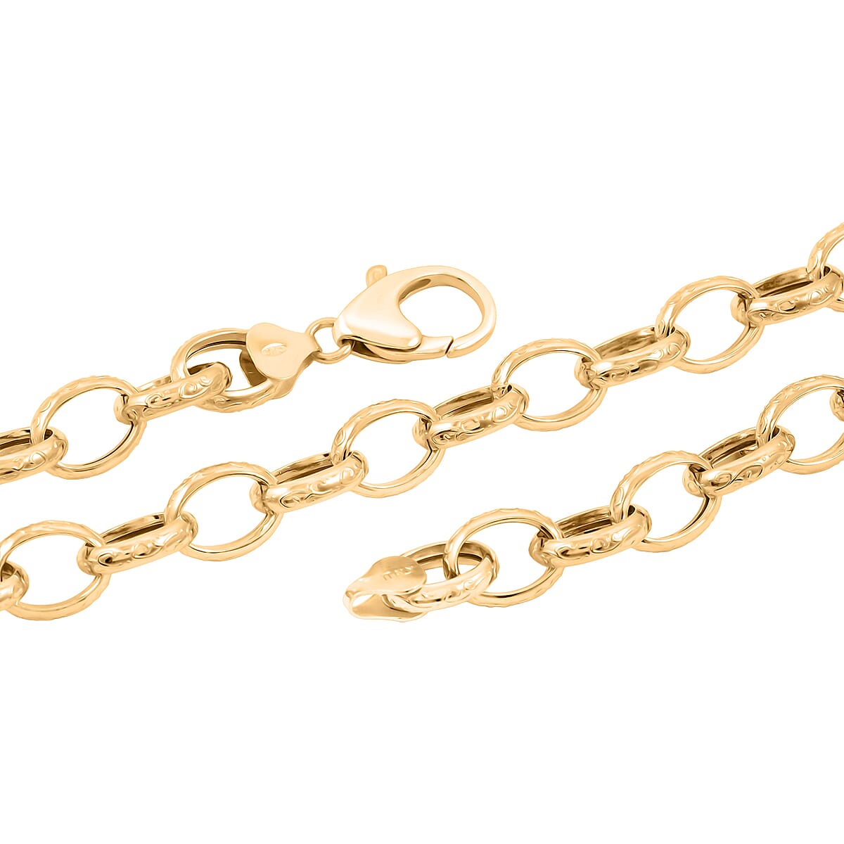 La Bella Italian Fancy Rolo Flower Chain Necklace in 14K Yellow Gold Over Sterling Silver 25.3 Grams 20 Inches image number 5