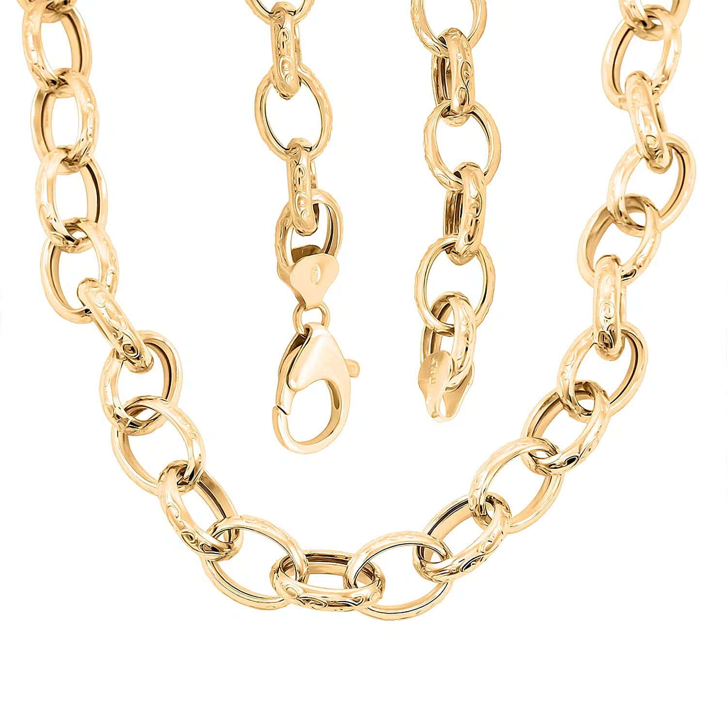 La Bella Italian Fancy Rolo Flower Chain Necklace in 14K Yellow Gold Over Sterling Silver 25.3 Grams 20-22 Inches