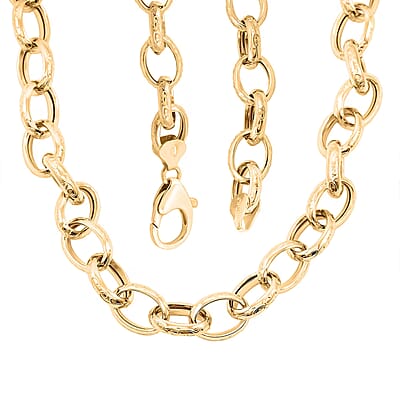 La Bella Italian Fancy Rolo Flower Chain Necklace in 14K Yellow Gold Over Sterling Silver 25.3 Grams 20-22 Inches