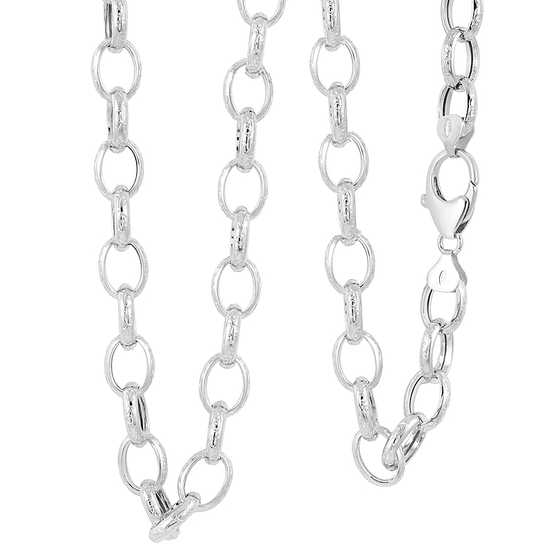 La Bella Italian Fancy Rolo Flower Chain Necklace in Sterling Silver 25.3 Grams 20 Inches