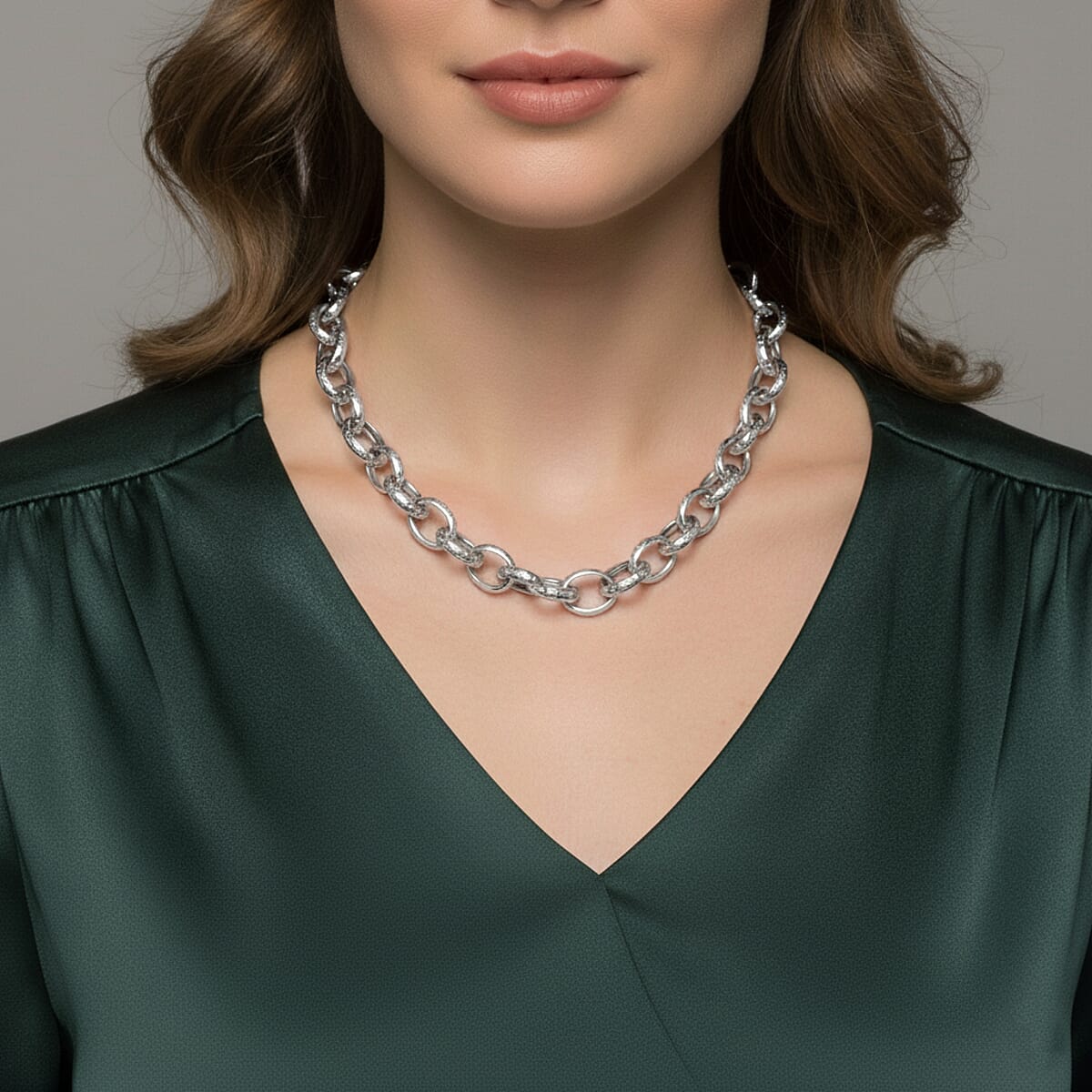 La Bella Italian Fancy Rolo Flower Chain Necklace in Sterling Silver 25.3 Grams 20 Inches image number 2