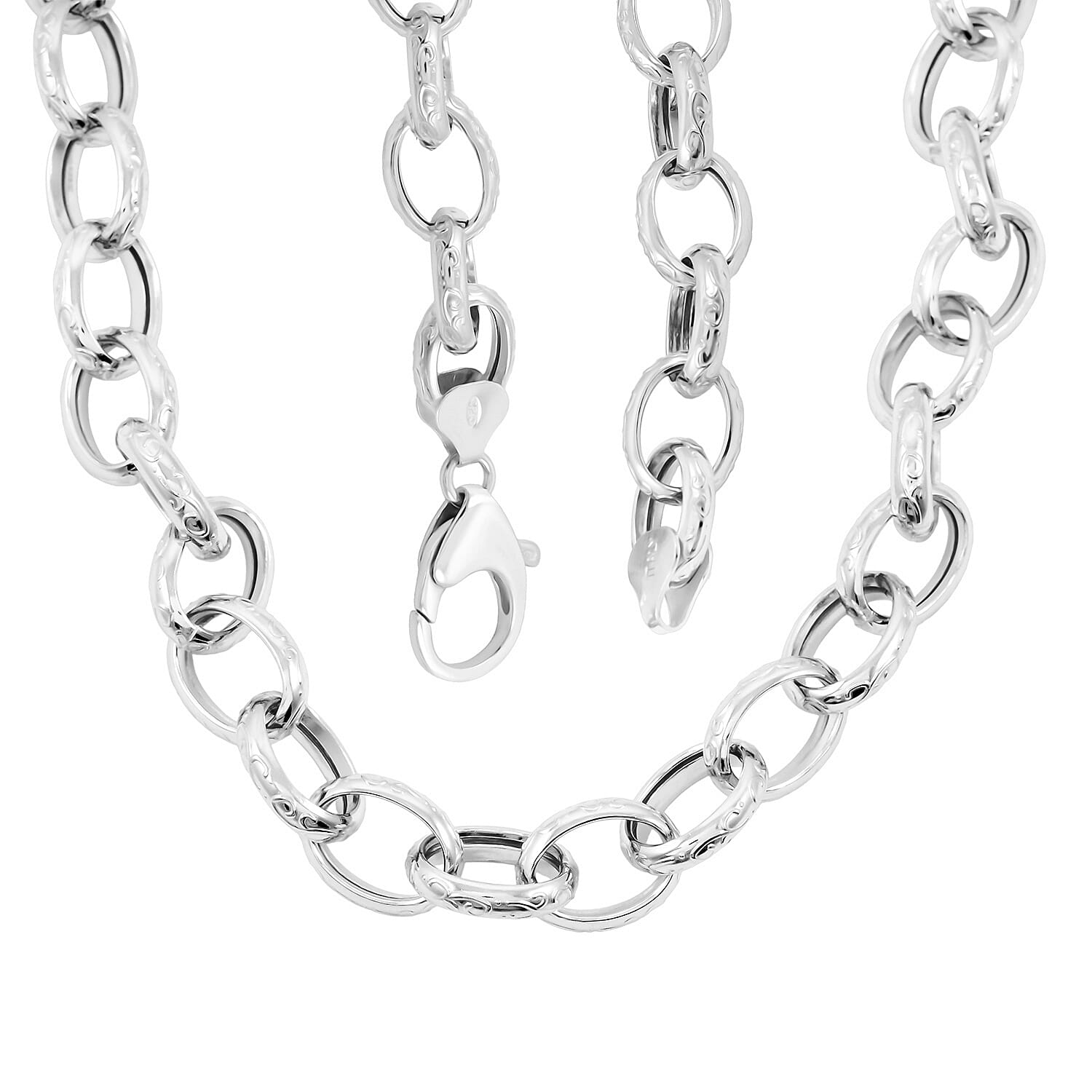 La Bella Italian Fancy Rolo Flower Chain Necklace in Sterling Silver 25.3 Grams 20 Inches