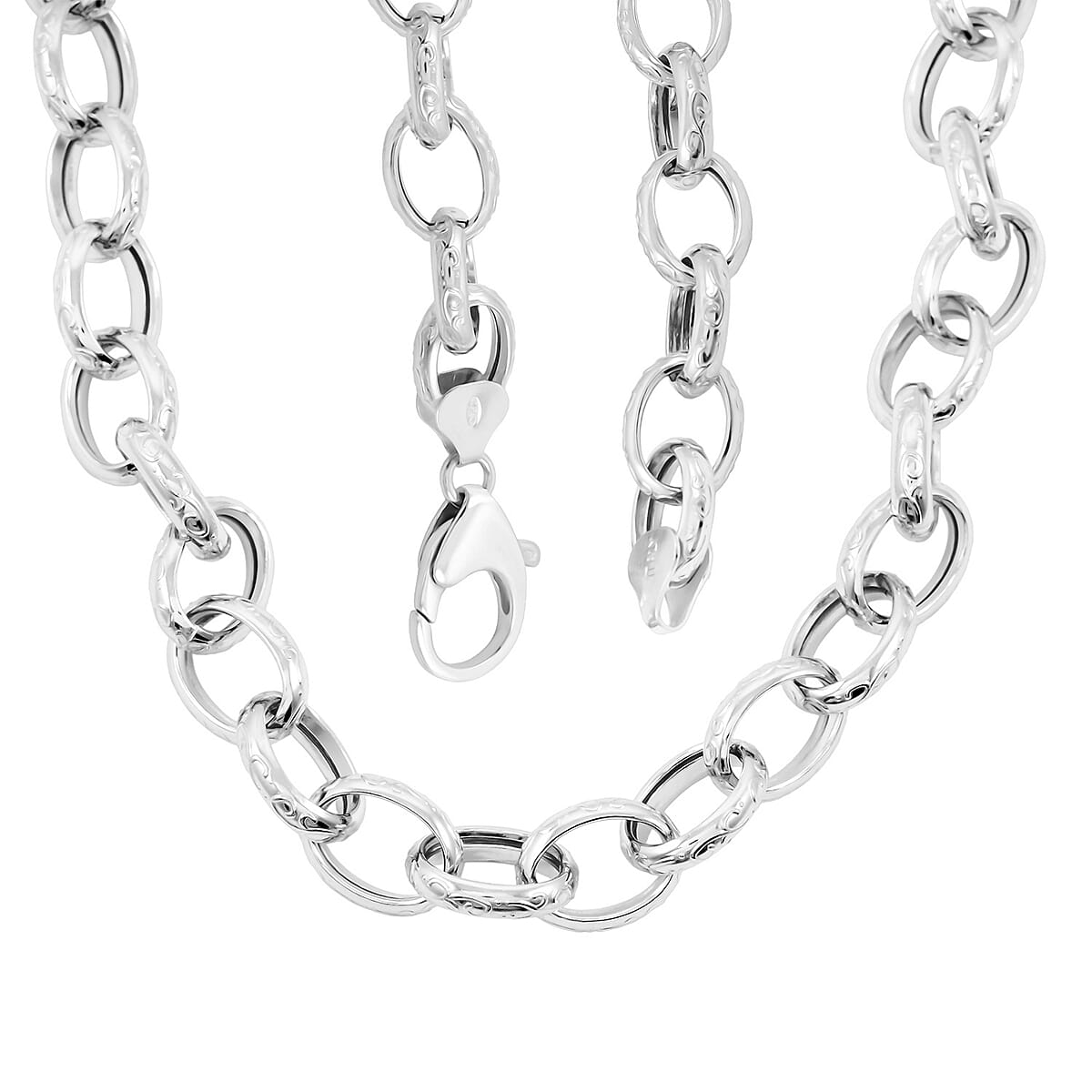La Bella Italian Fancy Rolo Flower Chain Necklace in Sterling Silver 25.3 Grams 20 Inches image number 4