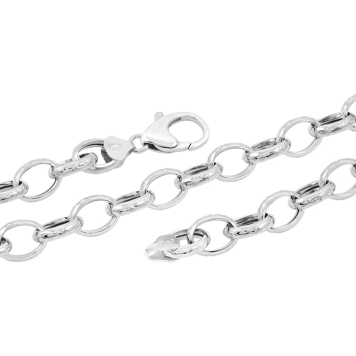 La Bella Italian Fancy Rolo Flower Chain Necklace in Sterling Silver 25.3 Grams 20 Inches image number 5