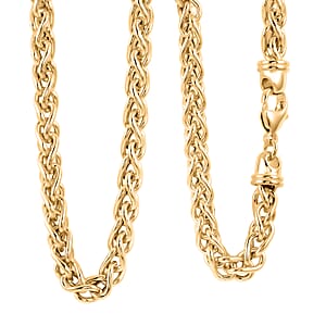 La Bella Italian Wheat Chain Necklace in 14K Yellow Gold Over Sterling Silver 32.5 Grams 20 Inches