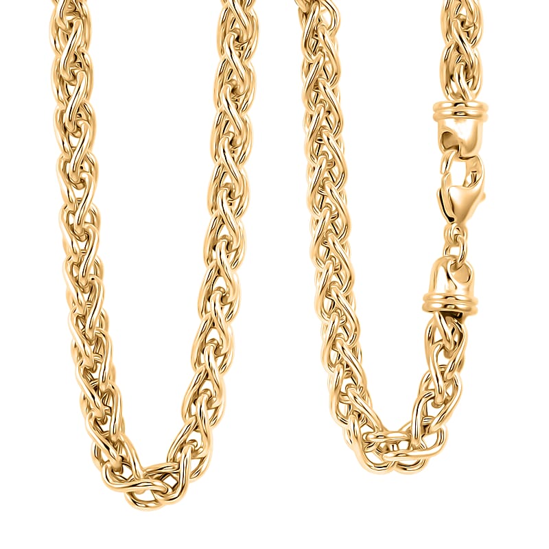 La Bella Italian Wheat Chain Necklace in 14K Yellow Gold Over Sterling Silver 32.5 Grams 20-22 Inches