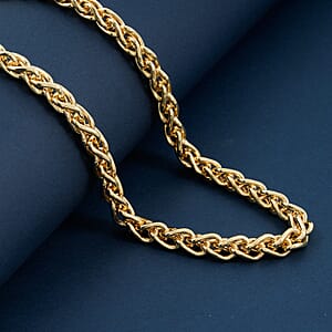 La Bella Italian Wheat Chain Necklace in 14K Yellow Gold Over Sterling Silver 32.5 Grams 20 Inches