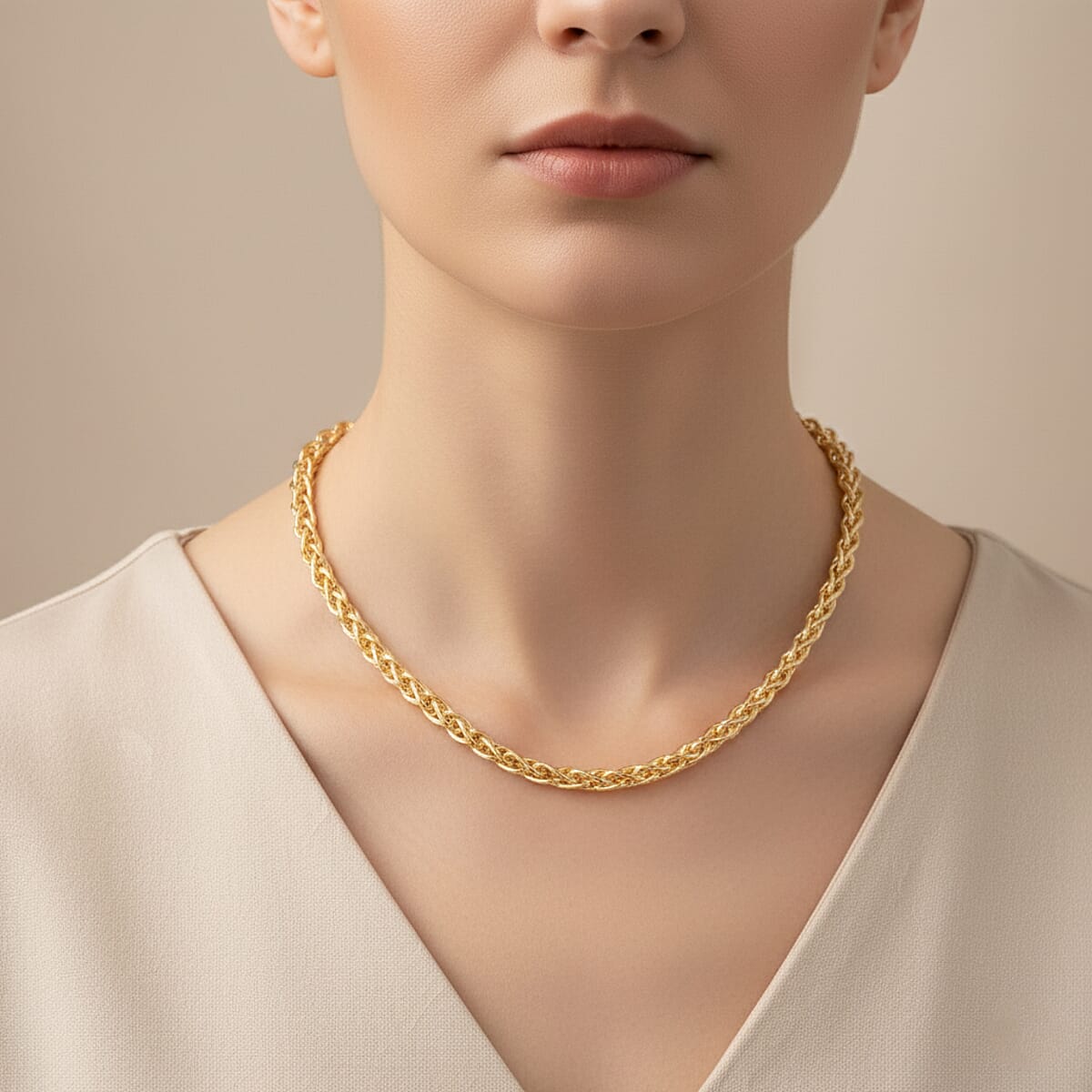 La Bella Italian Wheat Chain Necklace in 14K Yellow Gold Over Sterling Silver 32.5 Grams 20 Inches image number 2