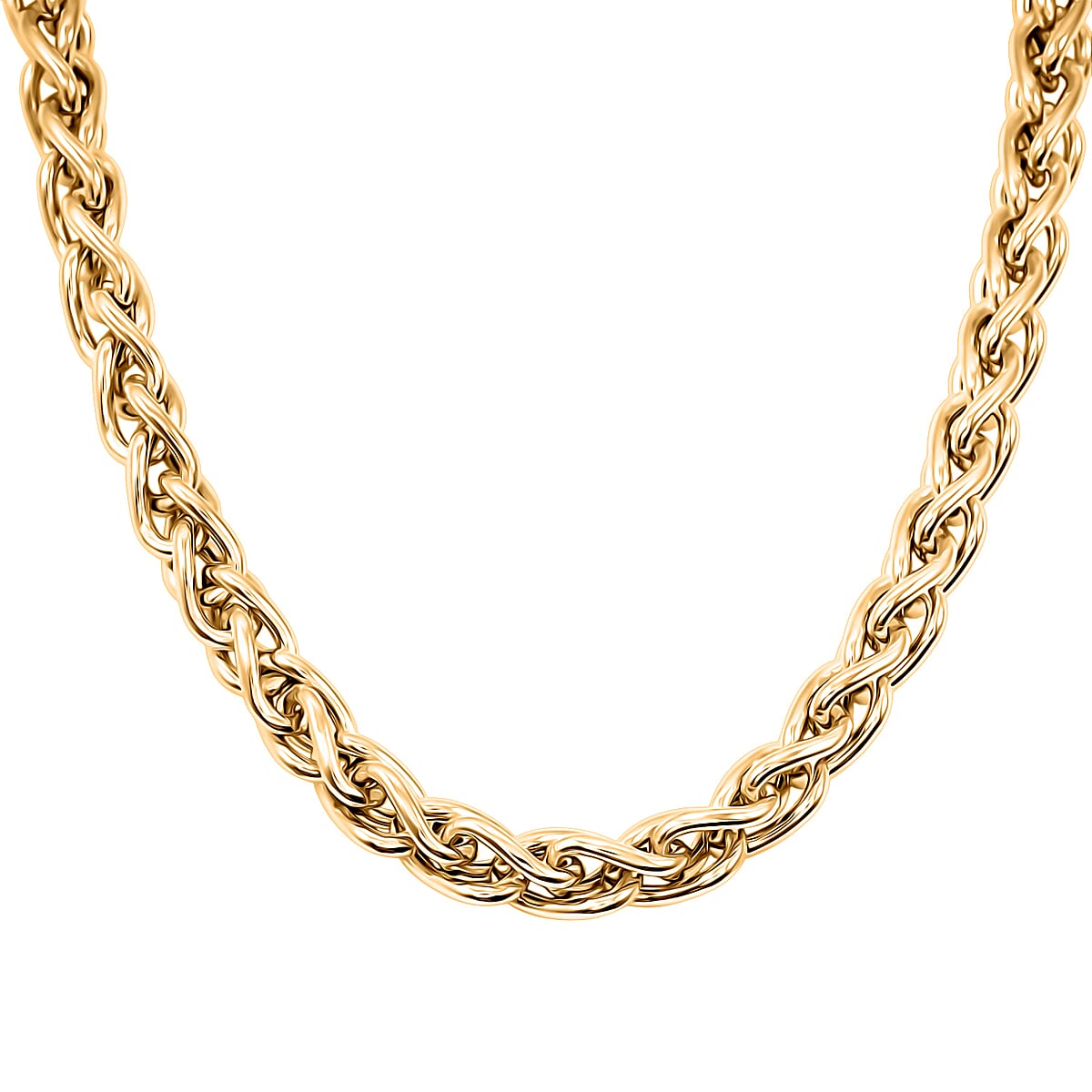 La Bella Italian Wheat Chain Necklace in 14K Yellow Gold Over Sterling Silver 32.5 Grams 20 Inches image number 3